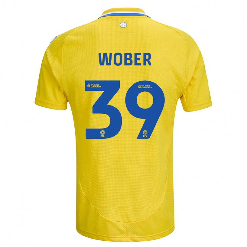 Danxen Homme Maillot Maximilian Wöber #39 Jaune Bleu Tenues Extérieur 2024/25 T-Shirt