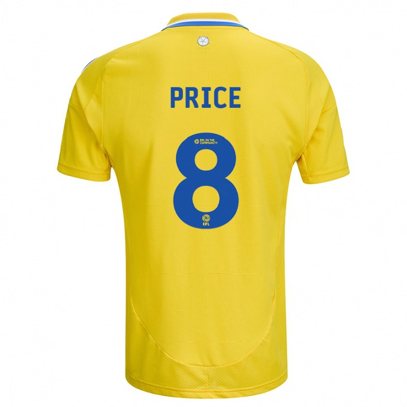 Danxen Homme Maillot Leoni Price #8 Jaune Bleu Tenues Extérieur 2024/25 T-Shirt