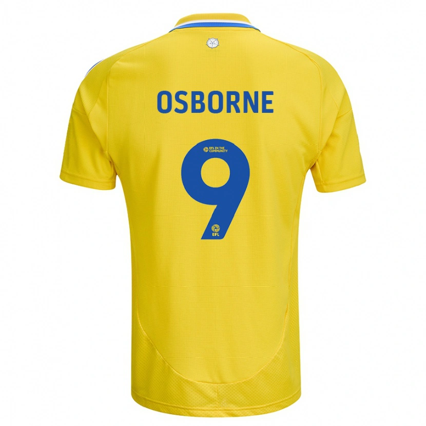 Danxen Homme Maillot Jemimah Osborne #9 Jaune Bleu Tenues Extérieur 2024/25 T-Shirt