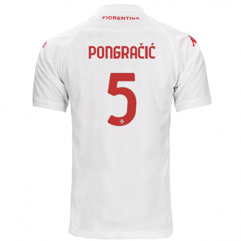 Danxen Homme Maillot Marin Pongračić #5 Blanc Tenues Extérieur 2024/25 T-Shirt