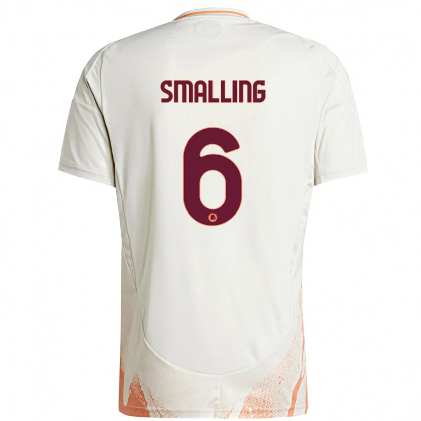 Danxen Homme Maillot Chris Smalling #6 Crème Blanc Orange Tenues Extérieur 2024/25 T-Shirt