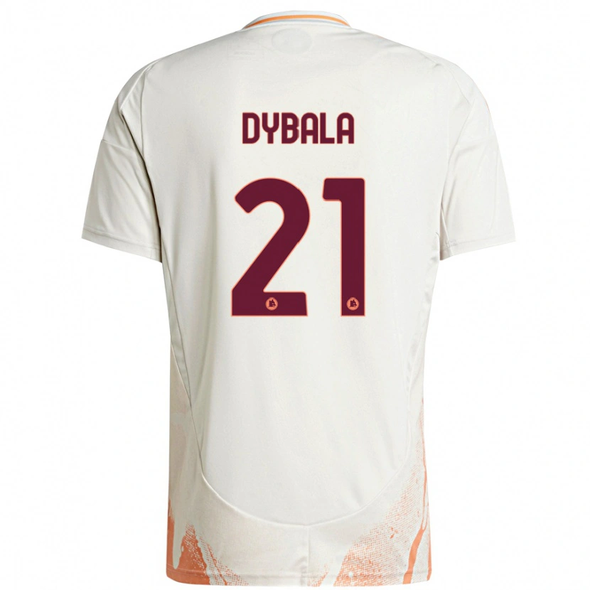 Danxen Homme Maillot Paulo Dybala #21 Crème Blanc Orange Tenues Extérieur 2024/25 T-Shirt