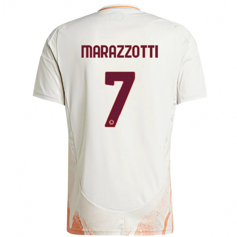 Danxen Homme Maillot Fabrizio Marazzotti #7 Crème Blanc Orange Tenues Extérieur 2024/25 T-Shirt