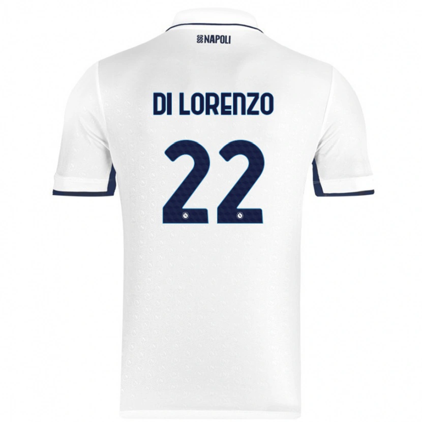 Danxen Homme Maillot Giovanni Di Lorenzo #22 Blanc Bleu Royal Tenues Extérieur 2024/25 T-Shirt