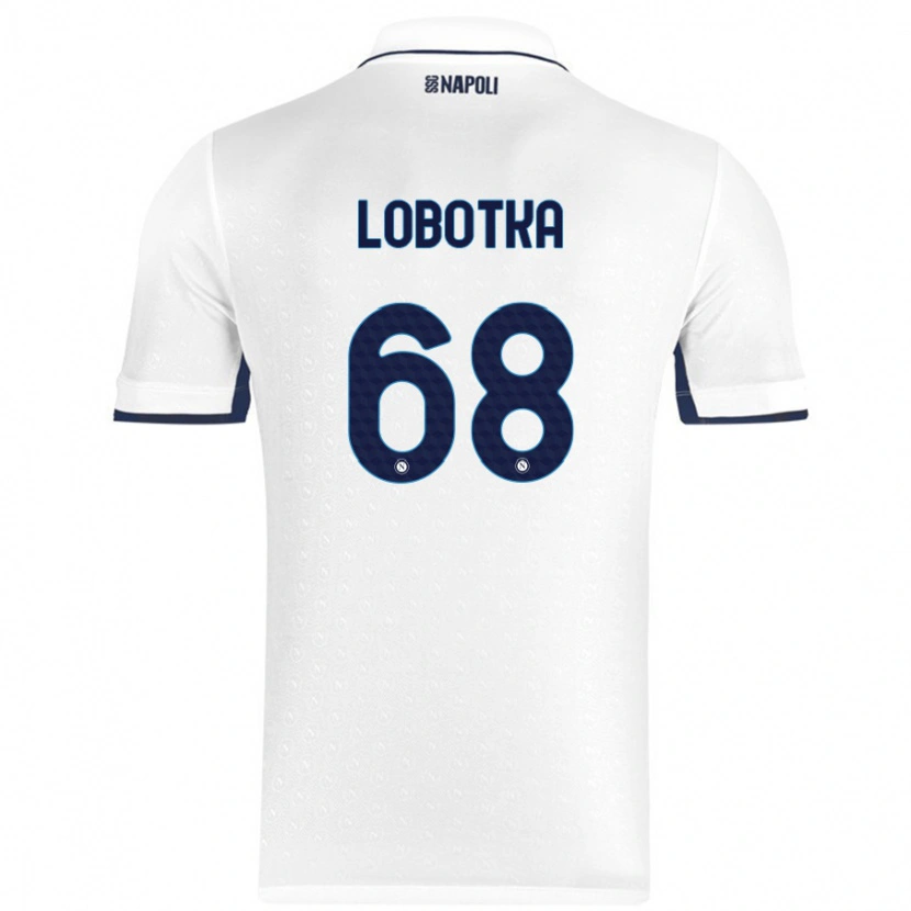 Danxen Homme Maillot Stanislav Lobotka #68 Blanc Bleu Royal Tenues Extérieur 2024/25 T-Shirt