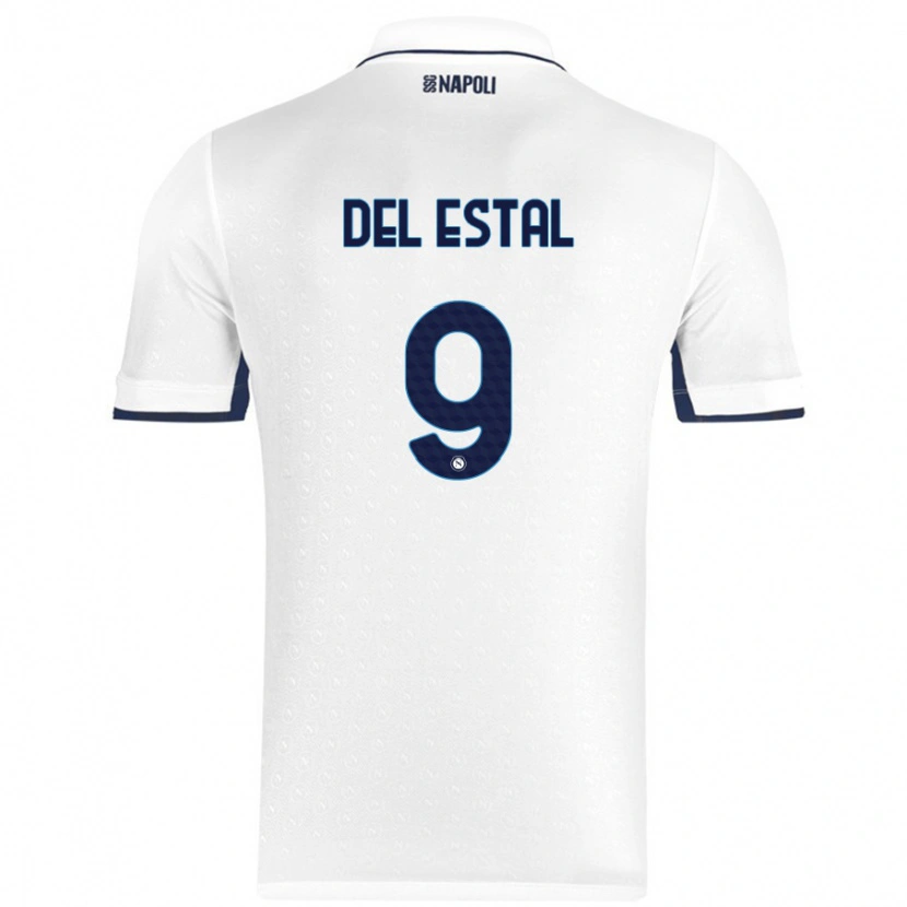 Danxen Homme Maillot Eli Del Estal #9 Blanc Bleu Royal Tenues Extérieur 2024/25 T-Shirt