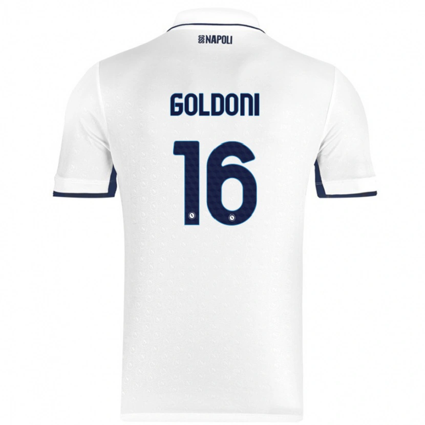 Danxen Homme Maillot Eleonora Goldoni #16 Blanc Bleu Royal Tenues Extérieur 2024/25 T-Shirt