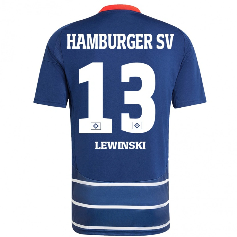 Danxen Homme Maillot Fyn-Luca Lewinski #13 Bleu Foncé Tenues Extérieur 2024/25 T-Shirt