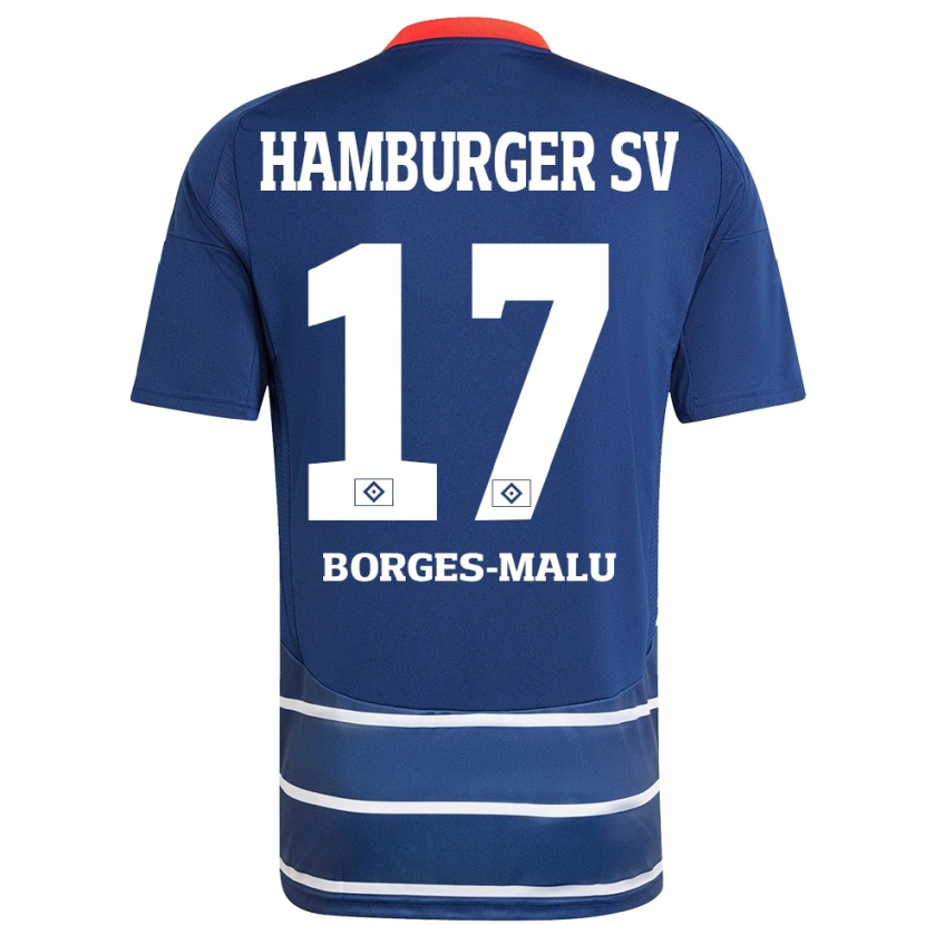 Danxen Homme Maillot Louis Borges-Malu #17 Bleu Foncé Tenues Extérieur 2024/25 T-Shirt