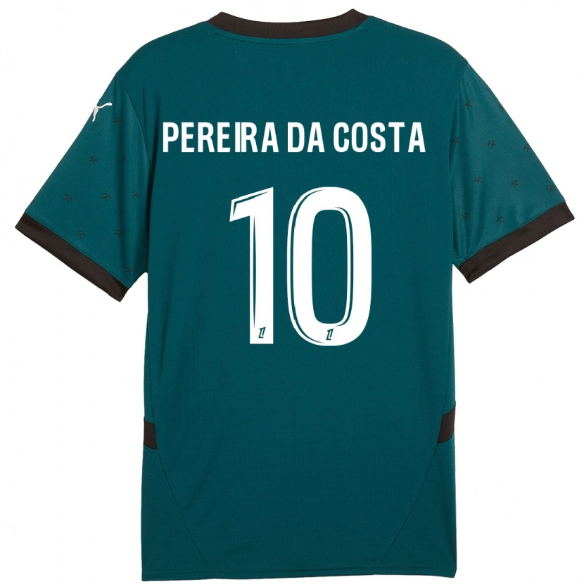 Danxen Homme Maillot David Pereira Da Costa #10 Vert Foncé Tenues Extérieur 2024/25 T-Shirt