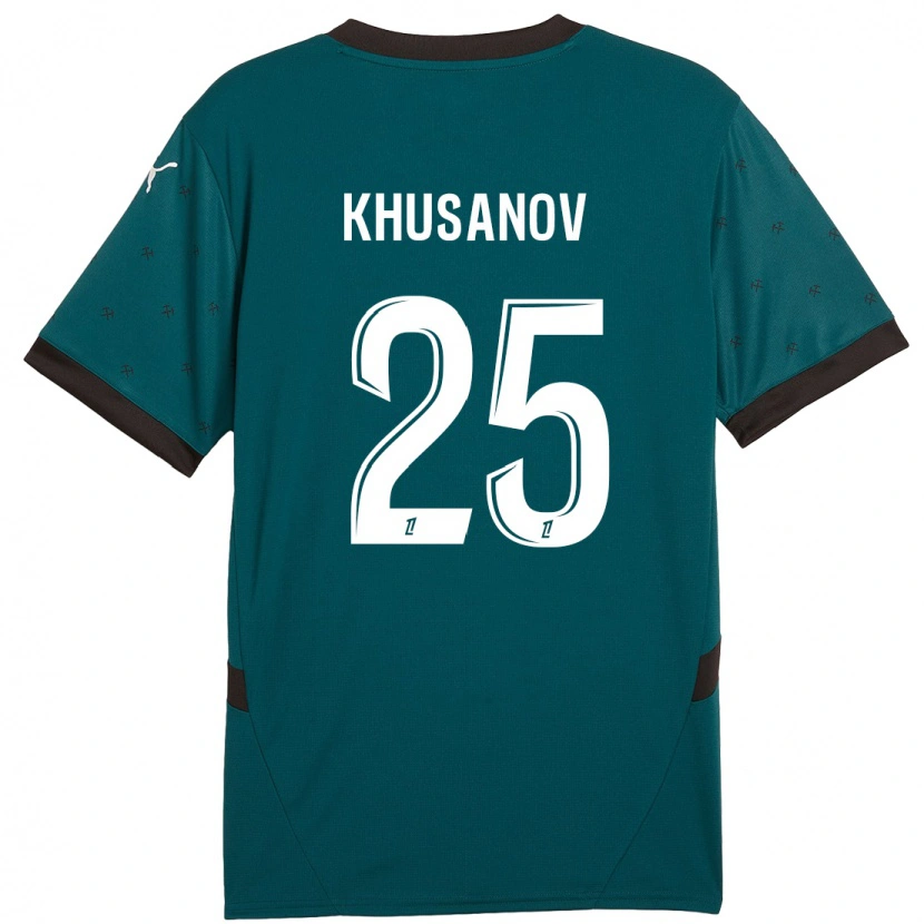 Danxen Homme Maillot Abdukodir Khusanov #25 Vert Foncé Tenues Extérieur 2024/25 T-Shirt