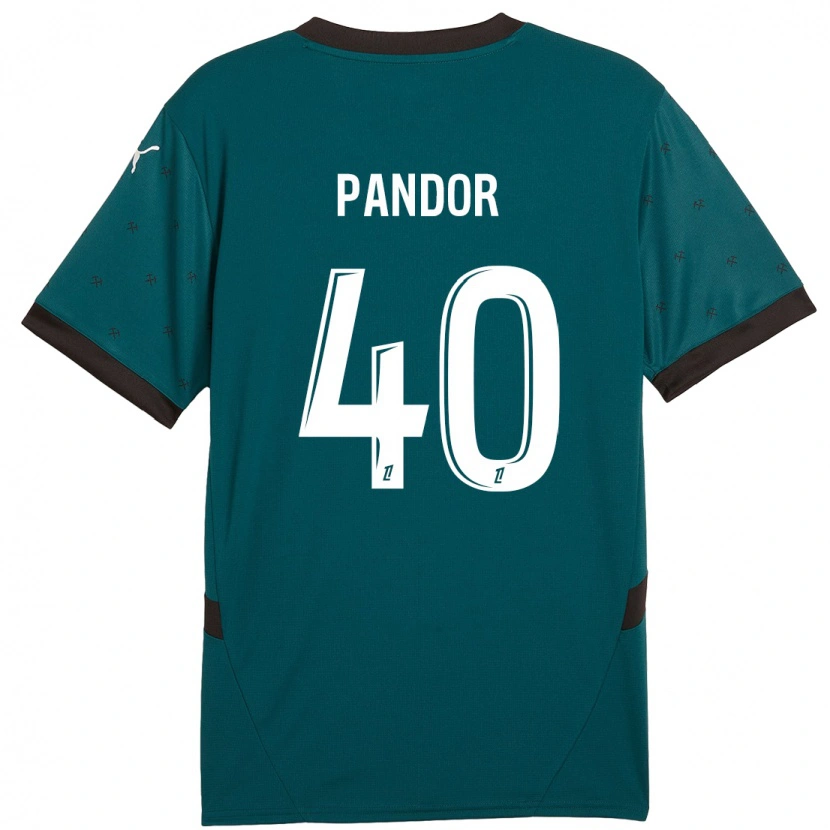 Danxen Homme Maillot Yannick Pandor #40 Vert Foncé Tenues Extérieur 2024/25 T-Shirt