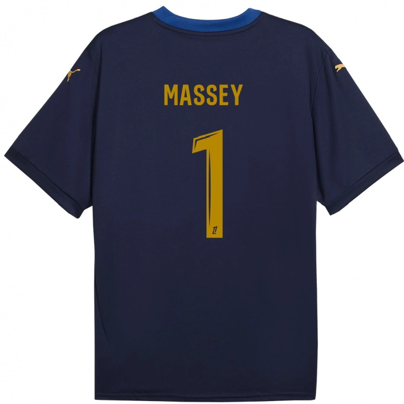 Danxen Homme Maillot Kayza Massey #1 Bleu Marine Doré Tenues Extérieur 2024/25 T-Shirt