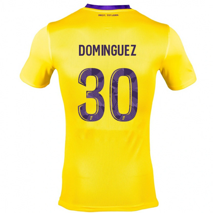 Danxen Homme Maillot Álex Domínguez #30 Jaune Violet Tenues Extérieur 2024/25 T-Shirt