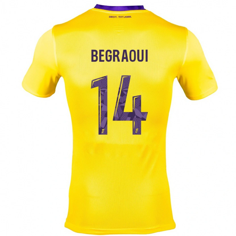 Danxen Homme Maillot Yanis Begraoui #14 Jaune Violet Tenues Extérieur 2024/25 T-Shirt