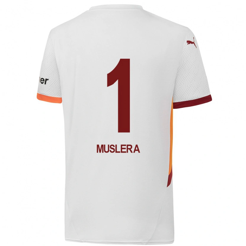 Danxen Homme Maillot Fernando Muslera #1 Blanc Jaune Rouge Tenues Extérieur 2024/25 T-Shirt