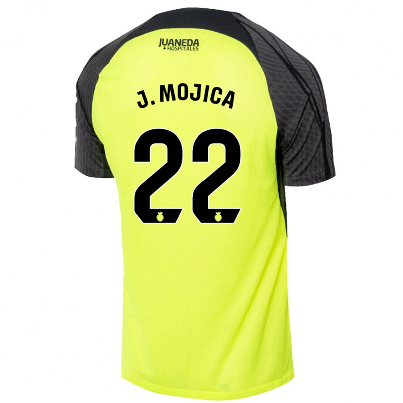 Danxen Homme Maillot Johan Mojica #22 Vert Fluo Noir Tenues Extérieur 2024/25 T-Shirt