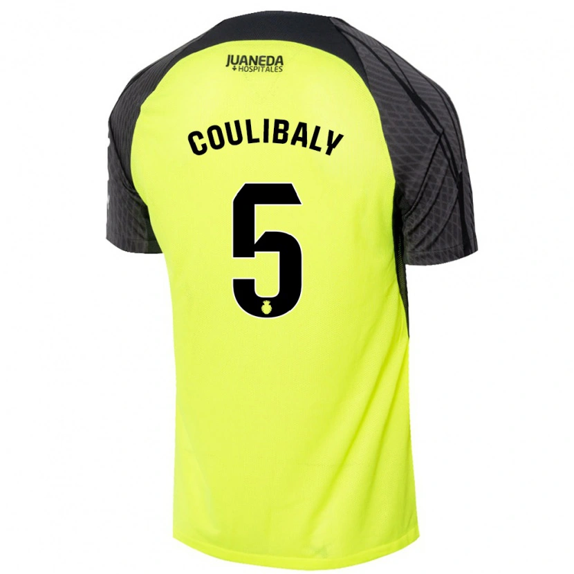 Danxen Homme Maillot Habib Anas Coulibaly #5 Vert Fluo Noir Tenues Extérieur 2024/25 T-Shirt