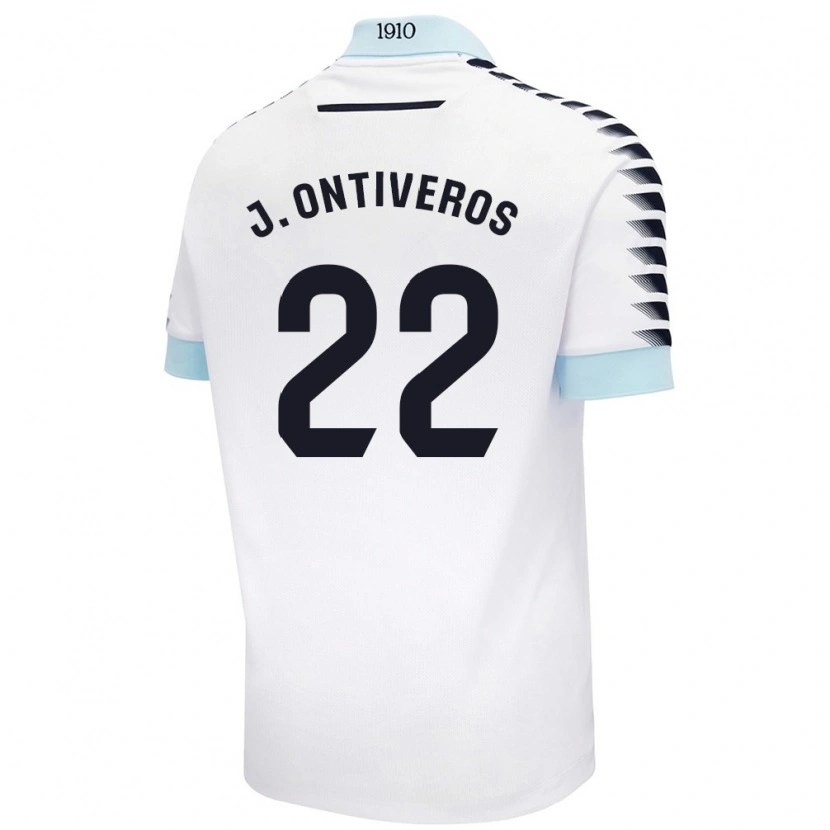 Danxen Homme Maillot Javi Ontiveros #22 Blanc Bleu Tenues Extérieur 2024/25 T-Shirt