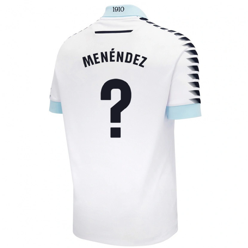 Danxen Homme Maillot Jaime Menéndez #0 Blanc Bleu Tenues Extérieur 2024/25 T-Shirt