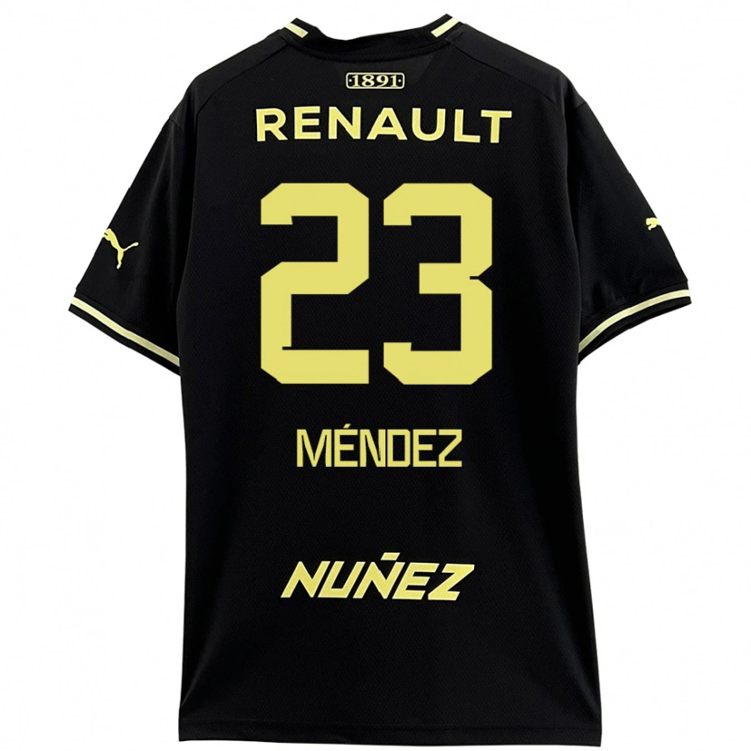 Danxen Homme Maillot Javier Méndez #23 Noir Jaune Tenues Extérieur 2024/25 T-Shirt