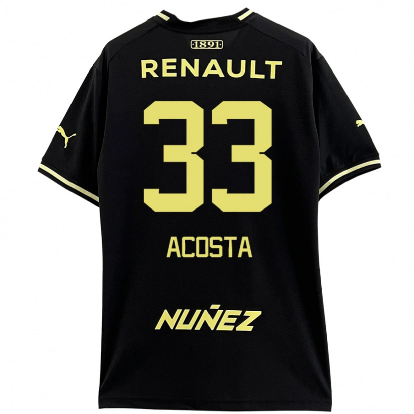 Danxen Homme Maillot Nahuel Acosta #33 Noir Jaune Tenues Extérieur 2024/25 T-Shirt