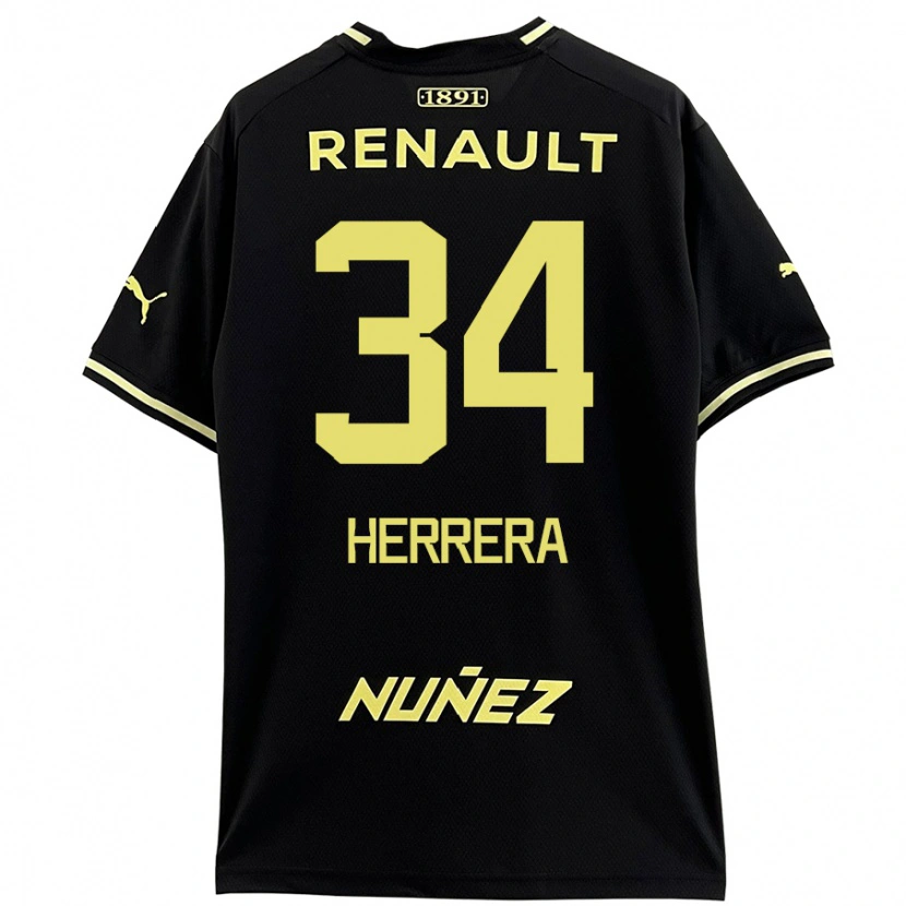 Danxen Homme Maillot Nahuel Herrera #34 Noir Jaune Tenues Extérieur 2024/25 T-Shirt