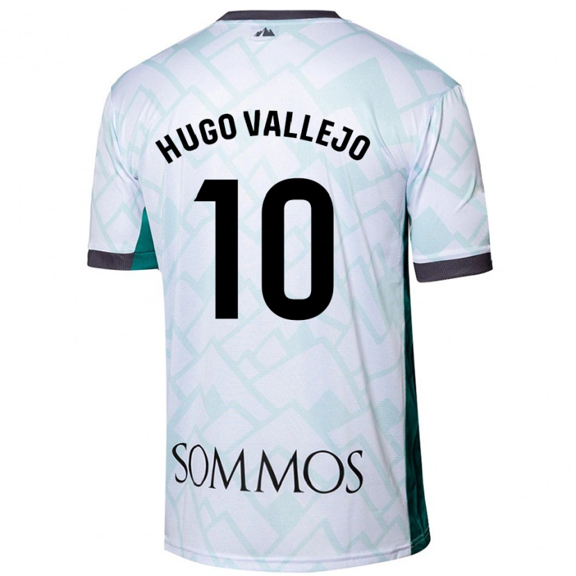 Danxen Homme Maillot Hugo Vallejo #10 Blanc Vert Tenues Extérieur 2024/25 T-Shirt