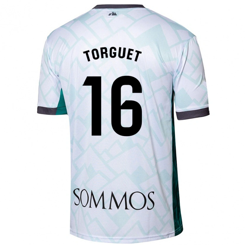 Danxen Homme Maillot Miguel Torguet #16 Blanc Vert Tenues Extérieur 2024/25 T-Shirt