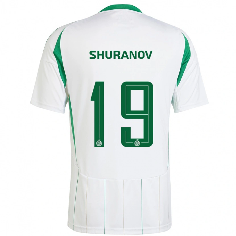 Danxen Homme Maillot Erik Shuranov #19 Blanc Vert Tenues Extérieur 2024/25 T-Shirt