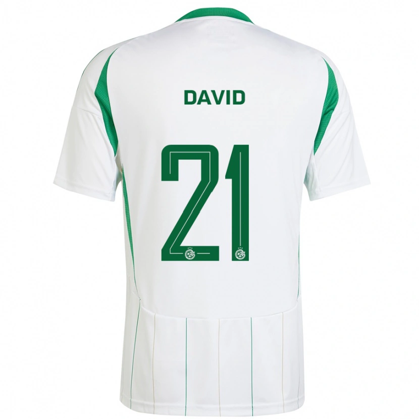 Danxen Homme Maillot Dean David #21 Blanc Vert Tenues Extérieur 2024/25 T-Shirt