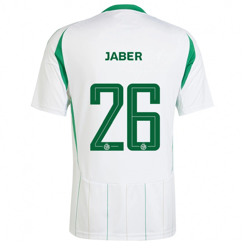 Danxen Homme Maillot Mahmoud Jaber #26 Blanc Vert Tenues Extérieur 2024/25 T-Shirt