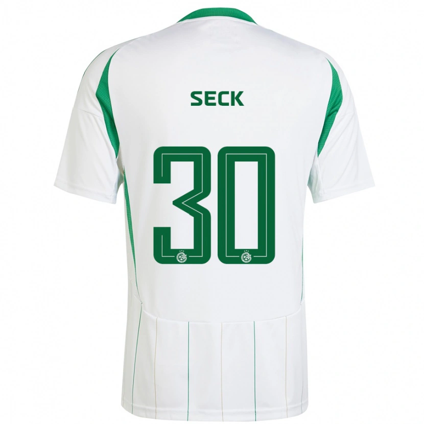 Danxen Homme Maillot Abdoulaye Seck #30 Blanc Vert Tenues Extérieur 2024/25 T-Shirt