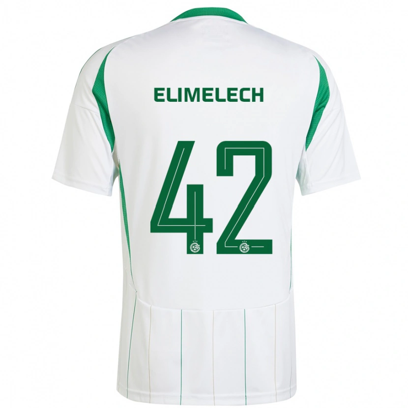 Danxen Homme Maillot Roey Elimelech #42 Blanc Vert Tenues Extérieur 2024/25 T-Shirt