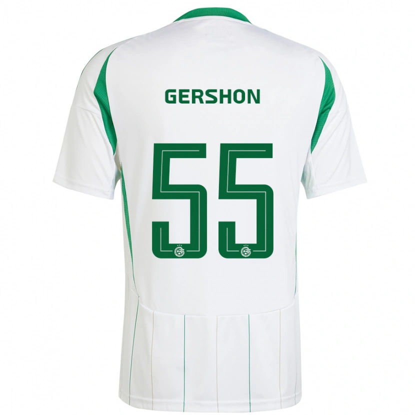 Danxen Homme Maillot Rami Gershon #55 Blanc Vert Tenues Extérieur 2024/25 T-Shirt