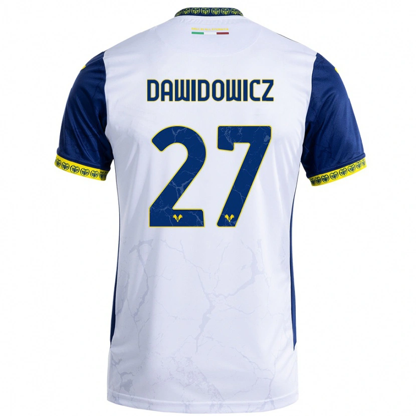 Danxen Homme Maillot Paweł Dawidowicz #27 Blanc Bleu Tenues Extérieur 2024/25 T-Shirt