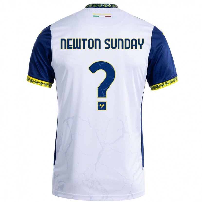 Danxen Homme Maillot Eloghosa Newton Sunday #0 Blanc Bleu Tenues Extérieur 2024/25 T-Shirt