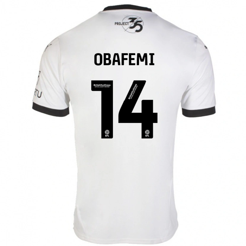 Danxen Homme Maillot Michael Obafemi #14 Blanc Noir Tenues Extérieur 2024/25 T-Shirt