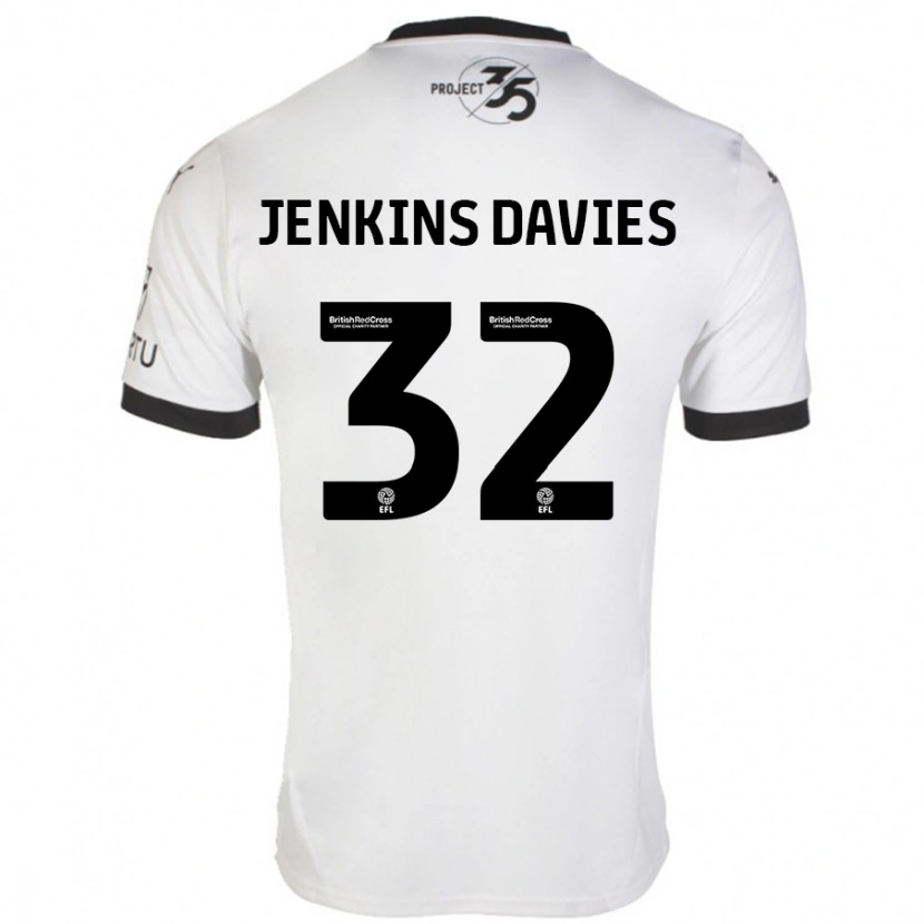 Danxen Homme Maillot Will Jenkins-Davies #32 Blanc Noir Tenues Extérieur 2024/25 T-Shirt