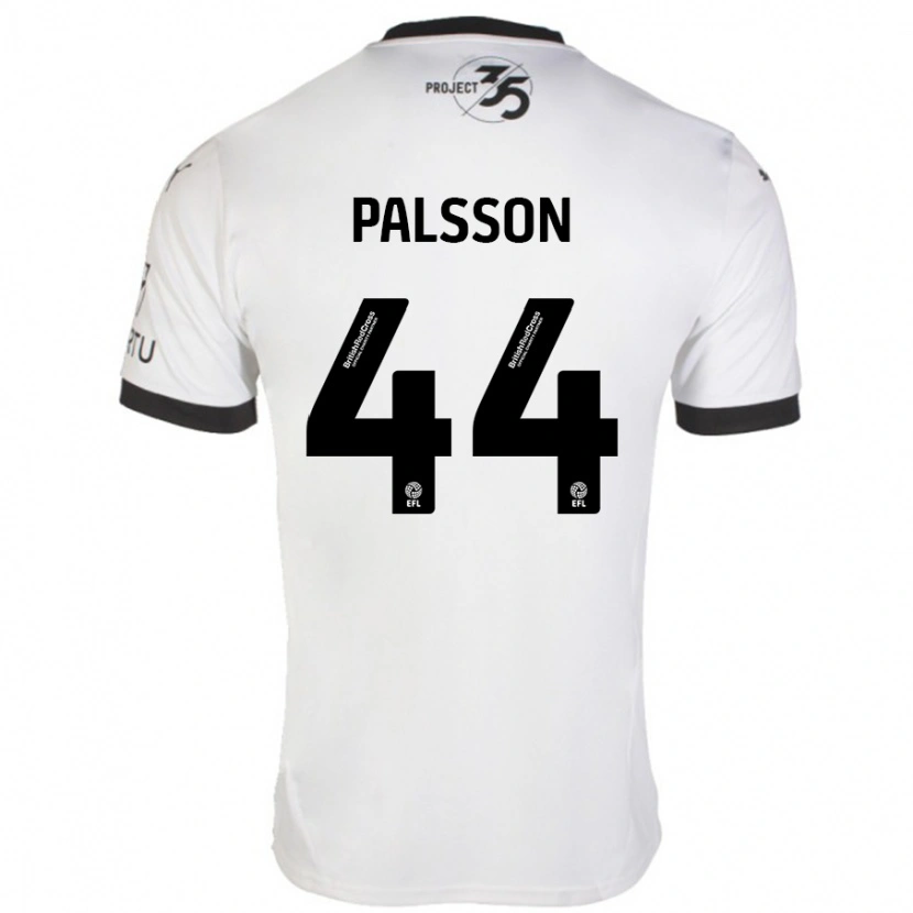 Danxen Homme Maillot Victor Pálsson #44 Blanc Noir Tenues Extérieur 2024/25 T-Shirt