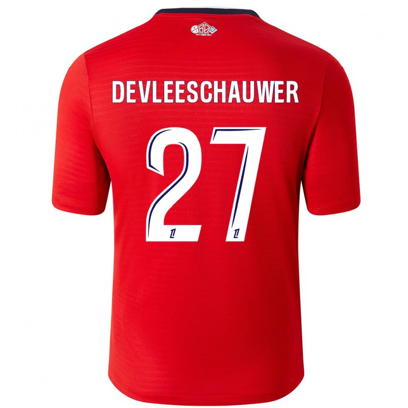 Danxen Femme Maillot Gwenaëlle Devleeschauwer #27 Rouge Blanc Tenues Domicile 2024/25 T-Shirt