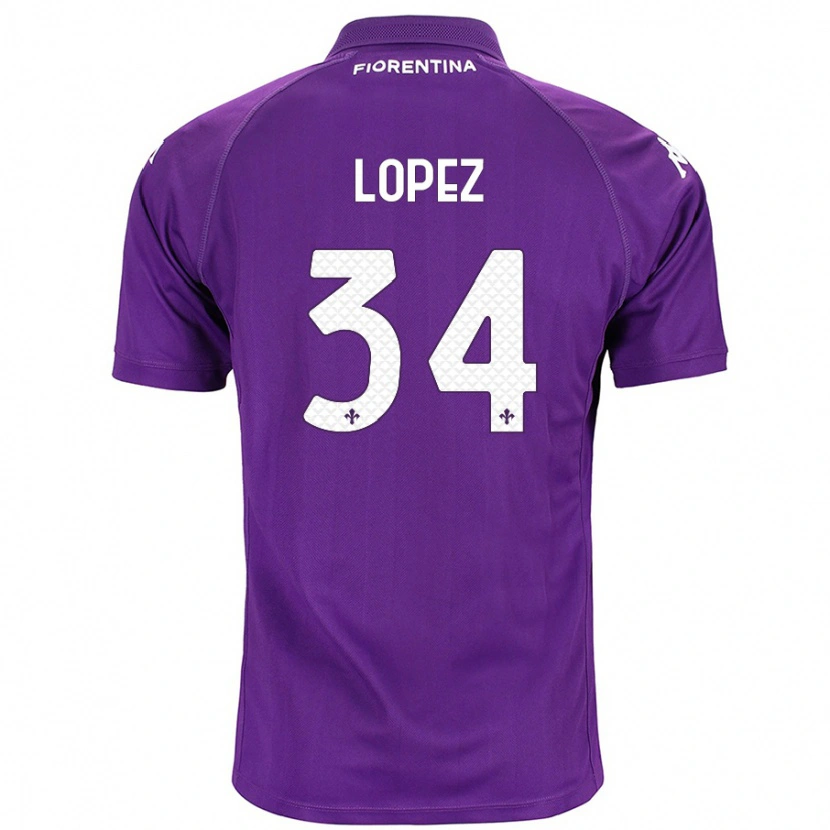 Danxen Femme Maillot Lucas López #34 Violet Tenues Domicile 2024/25 T-Shirt