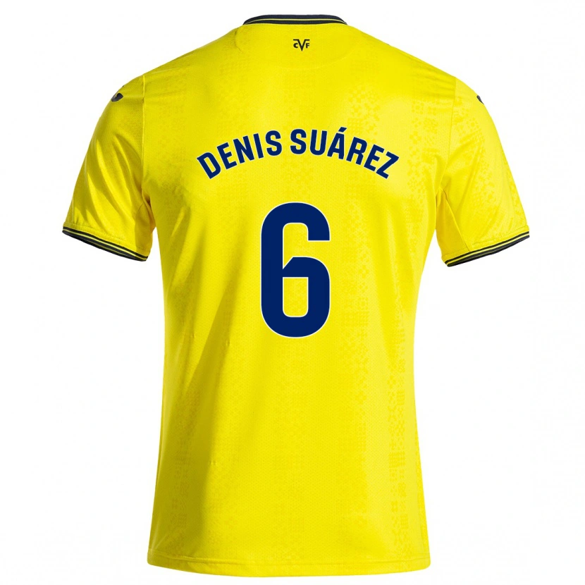 Danxen Femme Maillot Denis Suárez #6 Jaune Noir Tenues Domicile 2024/25 T-Shirt