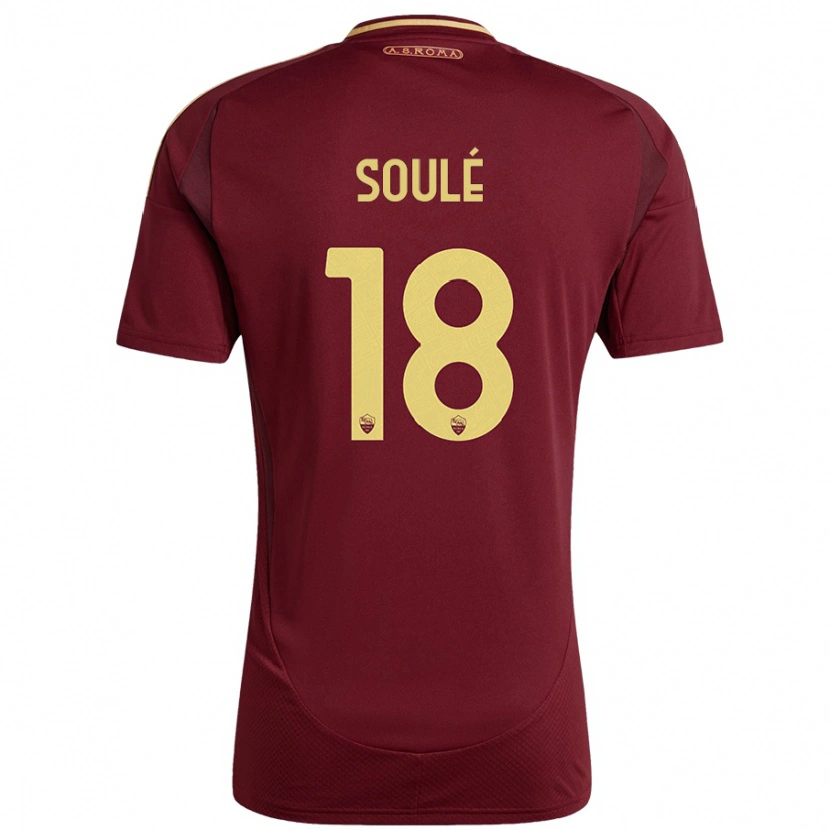 Danxen Femme Maillot Matías Soulé #18 Rouge Brun Or Tenues Domicile 2024/25 T-Shirt