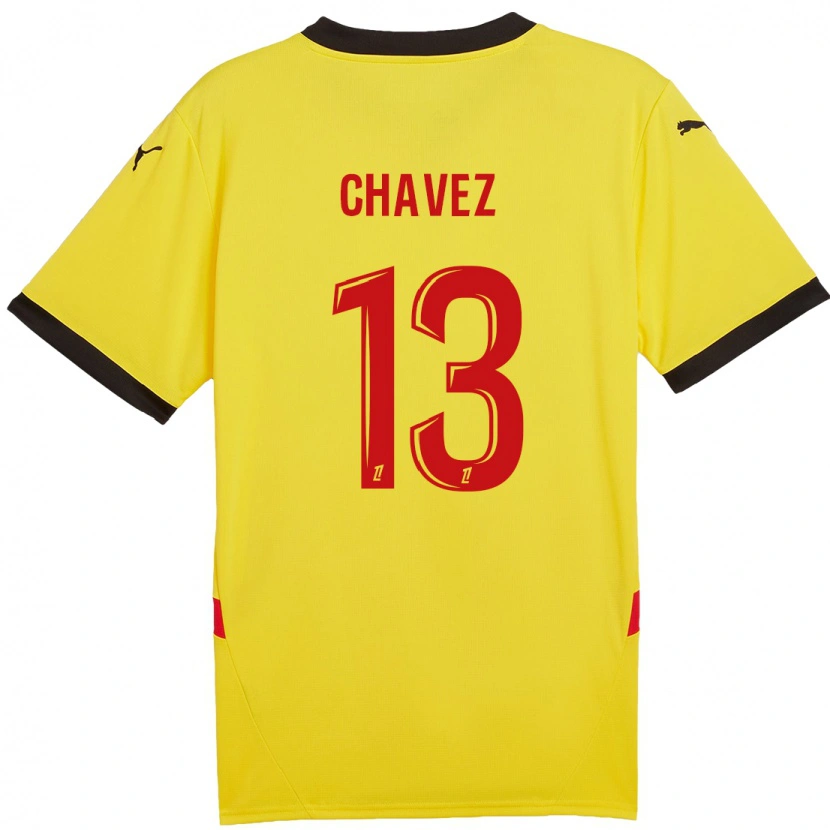 Danxen Femme Maillot Jhoanner Chávez #13 Jaune Rouge Tenues Domicile 2024/25 T-Shirt