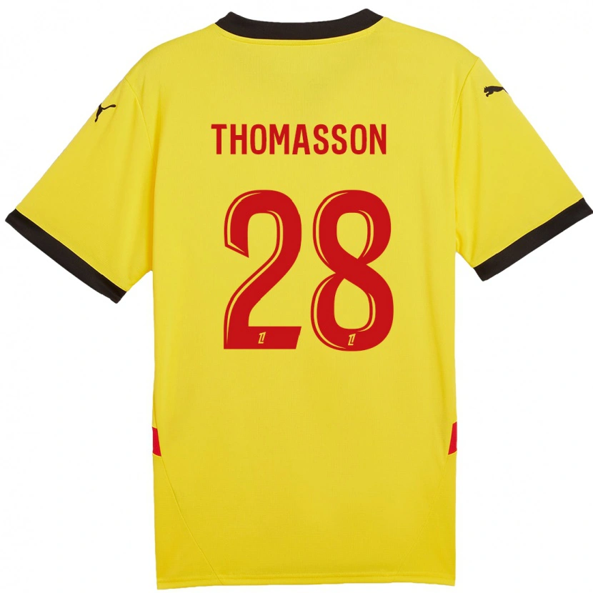 Danxen Femme Maillot Adrien Thomasson #28 Jaune Rouge Tenues Domicile 2024/25 T-Shirt