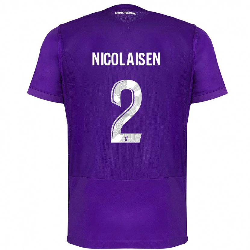 Danxen Femme Maillot Rasmus Nicolaisen #2 Violet Blanc Tenues Domicile 2024/25 T-Shirt