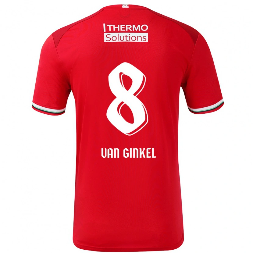 Danxen Femme Maillot Danique Van Ginkel #8 Rouge Blanc Tenues Domicile 2024/25 T-Shirt