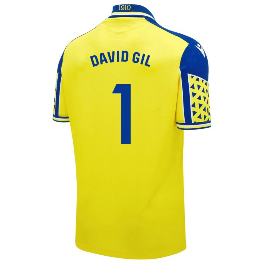 Danxen Femme Maillot David Gil #1 Jaune Bleu Tenues Domicile 2024/25 T-Shirt