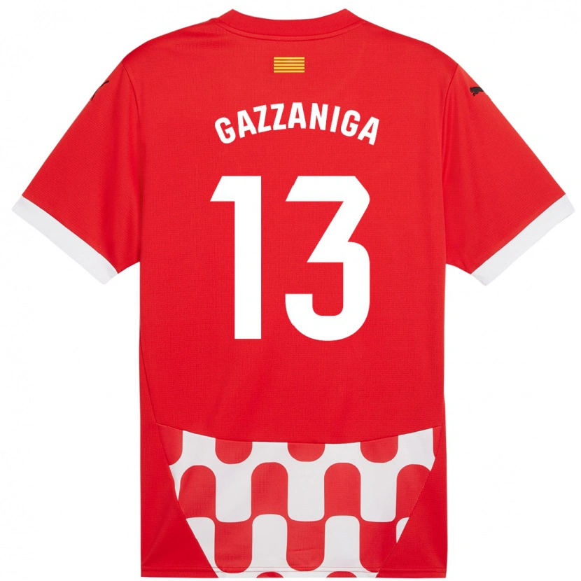 Danxen Femme Maillot Paulo Gazzaniga #13 Rouge Blanc Tenues Domicile 2024/25 T-Shirt